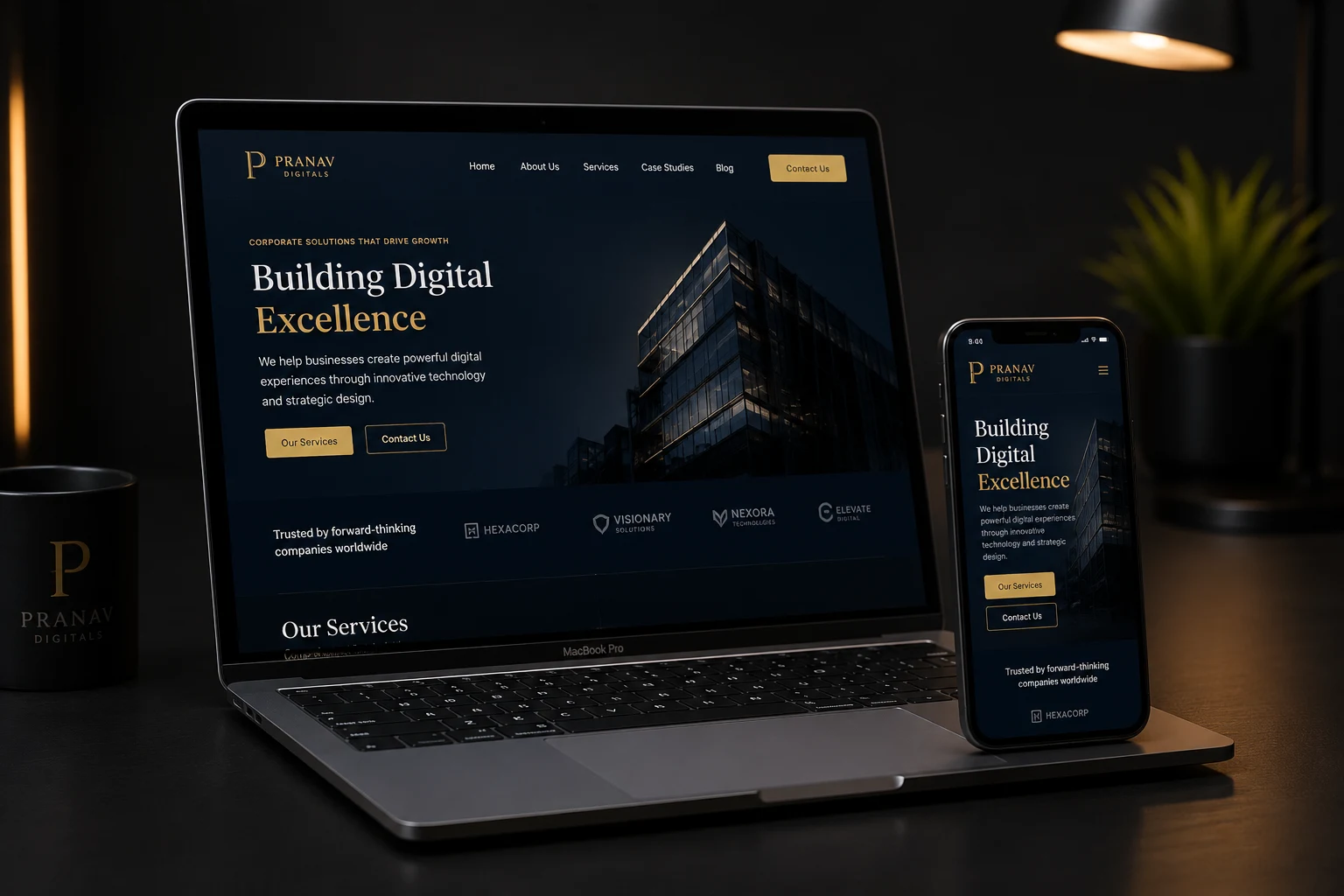 Pranav Digitals Corporate Website Design Mockup